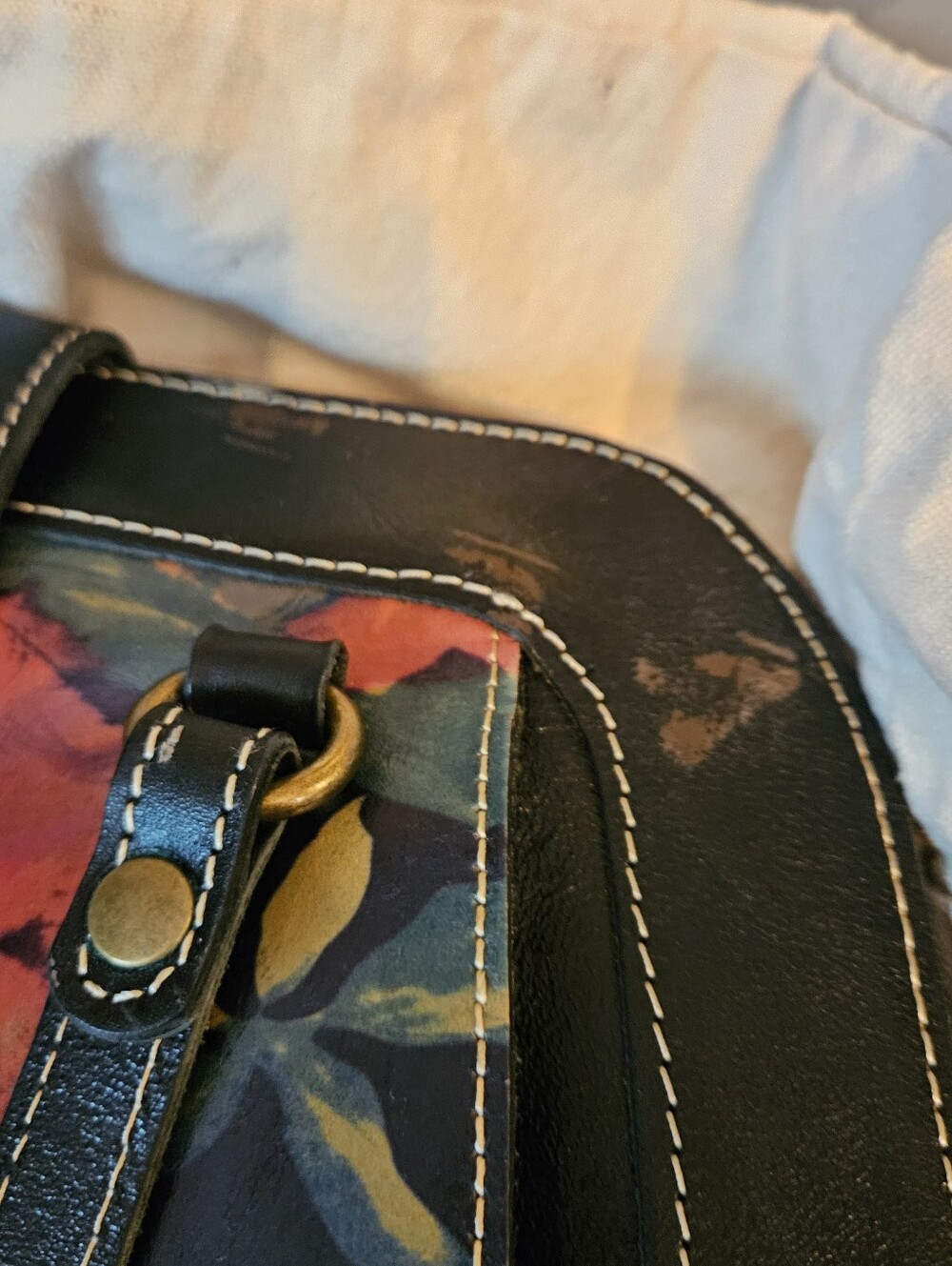 Patricia Nash Black Floral Satchel with Multicolor Bloom - Picture 6 of 6